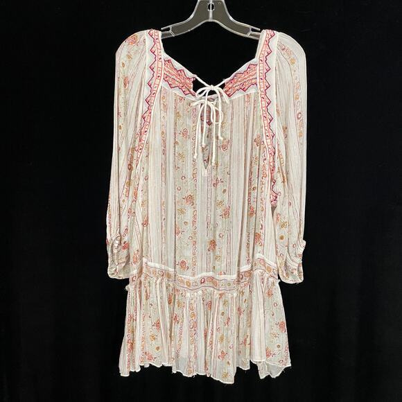 Free People Dance Magic Tunic Top Sheer Embroidered Metallic Thread Floral XS - Picture 7 of 7